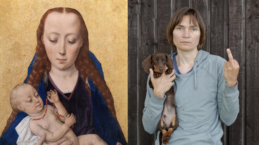 “Madonna med barnet”, Dieric Bouts (1454) og “Min hund er mere nuttet end din grimme baby”, Elina Brotherus (2013)